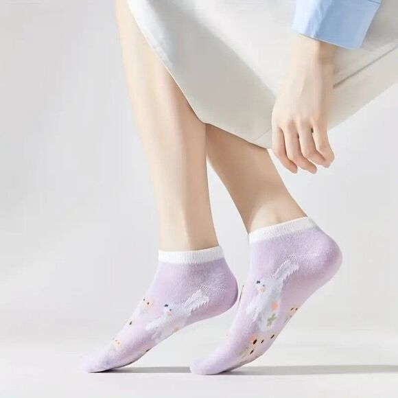 5 Pairs of Vibrant Floral Animal Print Short Socks Soft Breathable & Lightweight - Picture 2 of 2